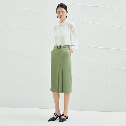 EITIE爱特爱纯色收腰A字显瘦半裙6506209半裙 商品图3