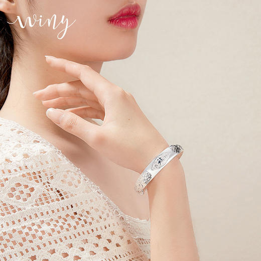 Winy9999足银吉祥送福手镯送女友闺蜜节日生日礼物 商品图5