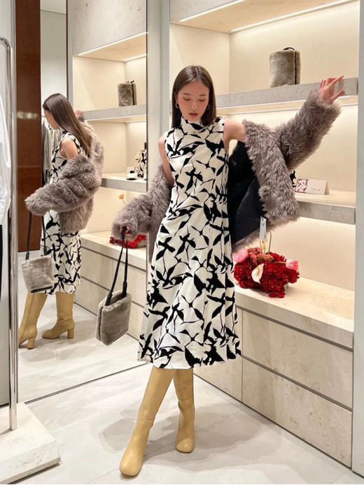 HIDEMI 立体植绒印花轻礼服连衣裙 商品图5