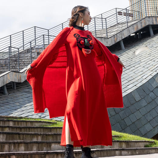 朱红净兮针织外套 |  杨丽萍经典款 | 红色显气色 蓝色日常休闲 商品图6