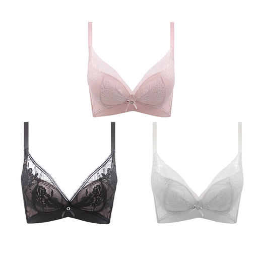 贝佳人亲肤牛奶纤维文胸深V性感聚拢收副乳胸罩甜美蕾丝内衣女BW91909 商品图3