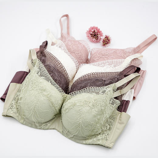 贝佳人新品清新蕾丝文胸自然上托侧收聚拢内衣女甜美薄款BW922108 商品图4