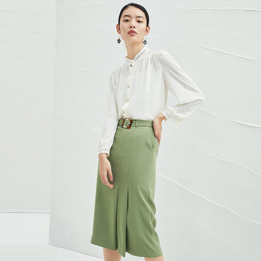 EITIE爱特爱纯色收腰A字显瘦半裙6506209半裙 商品图2