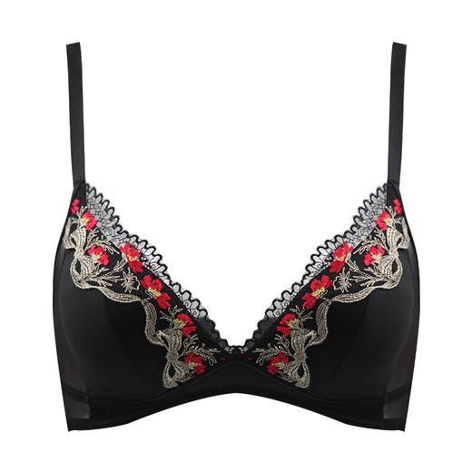 贝佳人新品性感三角杯复古法式花卉刺绣内衣无钢圈舒适薄杯文胸女BW91825 商品图1