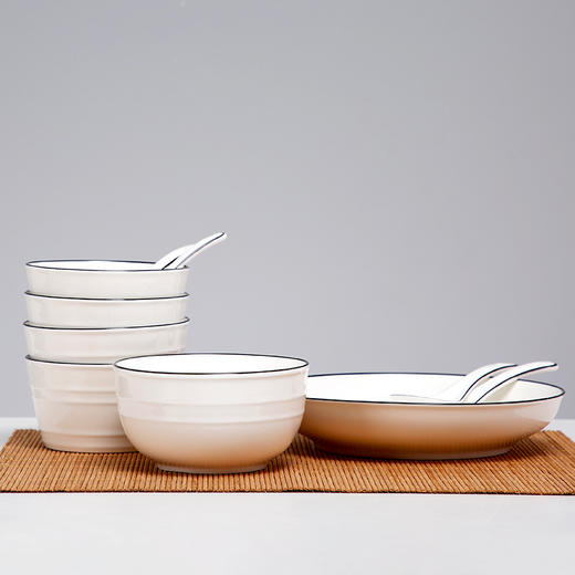 山重山-黑白韵味碗盘十件套 商品图0