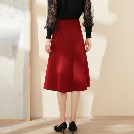 剩M 米思阳2024春季新款知性气质纯色半身裙通勤百搭中长款a字裙0013 商品图3