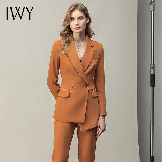 IWY/焦糖色时尚不规则通勤女士西装套装 CP11375 商品图3