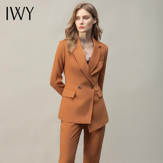 IWY/焦糖色时尚不规则通勤女士西装套装 CP11375 商品图1