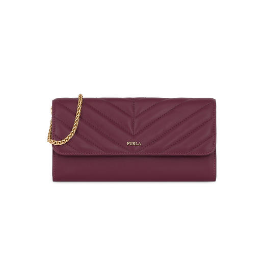 8050560165390  FURLA   MAGIA系列女士经典缝线压纹纯色羊皮折叠长款钱包（带链条）规格： 20X10X3 CM 商品图0