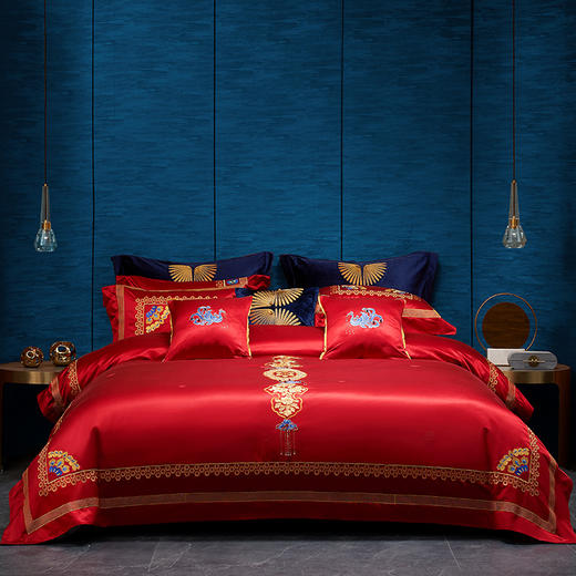 梦洁婚庆套件100S高密长绒棉提花十件套 翠相思 商品图0