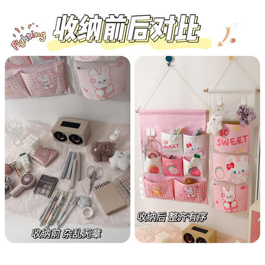 【高颜值 多功能收纳挂袋】卡通布艺收纳挂袋墙挂式挂袋门后壁挂式多格挂袋学生宿舍储物袋子 商品图3