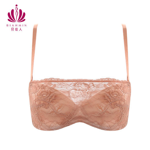 贝佳人新品抹胸式模杯防走光内衣女软钢圈上托聚拢文胸BW942053 商品图1