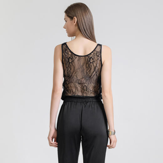 LIZZY 简约百搭精致U领真丝+蕾丝背心7125 商品图2