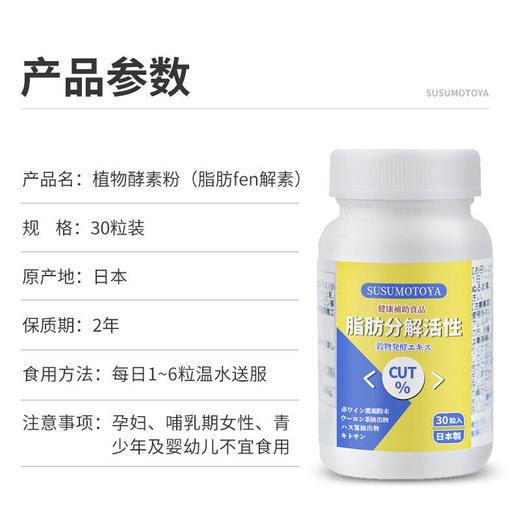 【买3送1，买5送2】脂肪F解素，日本原装进口，多重植物成分，植物酵素30粒/瓶 商品图2