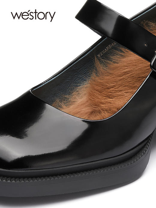 westory复古玛丽珍鞋2022春季新款jk粗跟气质皮鞋英伦真皮W22AE54681 商品图2