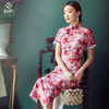 逸红颜 蝶舞2025年秋季新款 真丝印花旗袍短袖长款改良版连衣裙女 商品缩略图0
