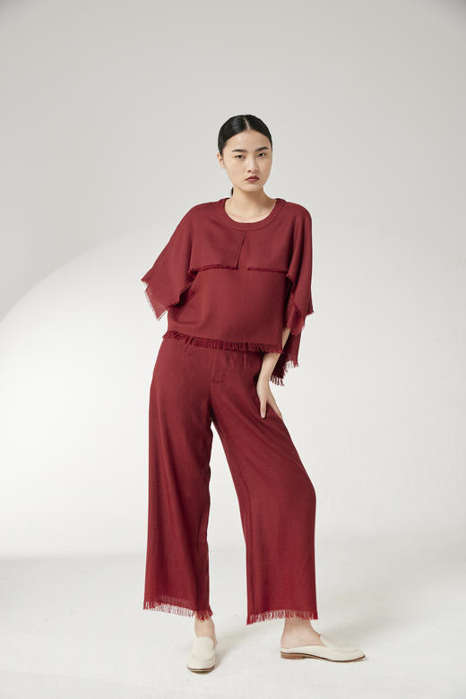 流苏边轻薄休闲裤 SJF18K354C 商品图3