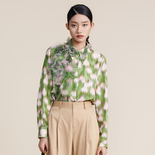 MIIDII谜底2022春款浪漫文艺合体莱赛尔天丝长袖衬衫女221MC0029 商品图0