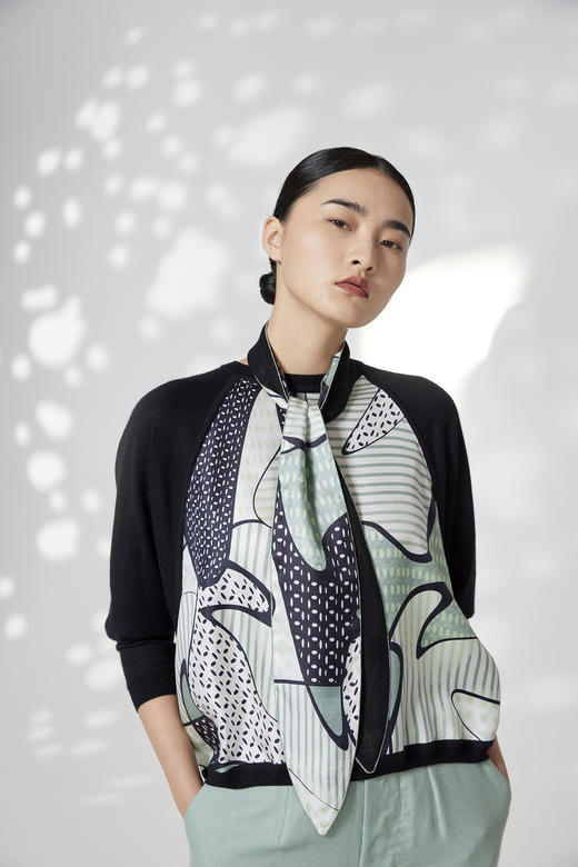 真丝羊绒相拼小围巾   SJS94W055W 商品图5