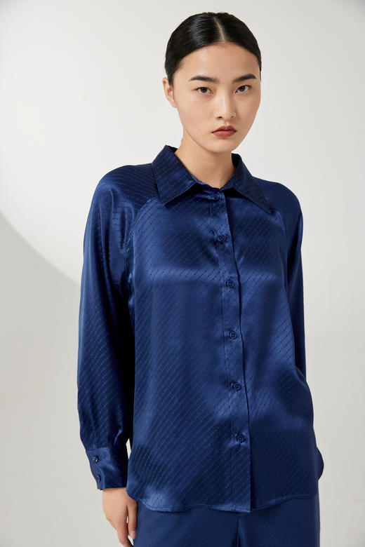 真丝插肩袖提花衬衫 SJS94W032W 商品图2