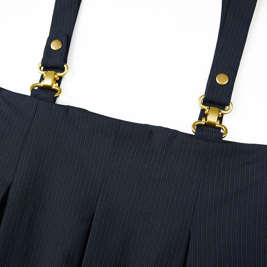 谜底半身裙2022春季新款复古通勤高腰A型大摆背带裙子225MB6066 商品图3