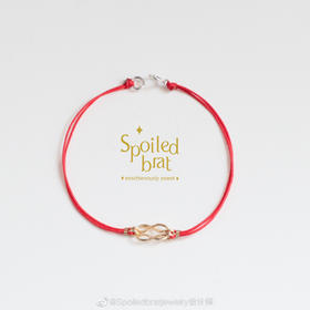 SpoiledBrat Jewelry 14k注金平结幸运红绳