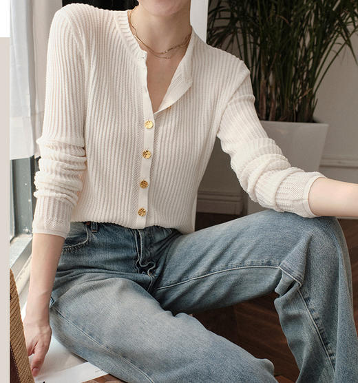 针织开衫针织毛衣外套女2022新款法式圆领 商品图1