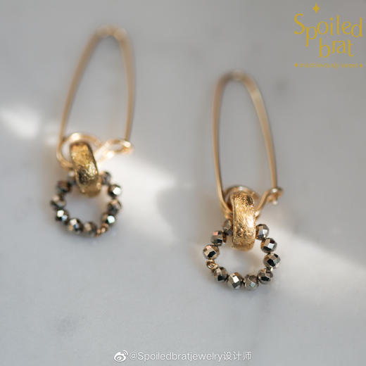 SpoiledBrat Jewelry 别针系列黄铁矿耳环 商品图0