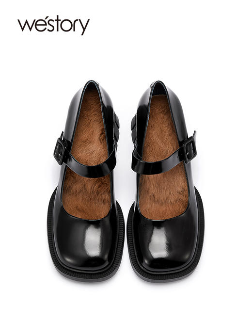 westory复古玛丽珍鞋2022春季新款jk粗跟气质皮鞋英伦真皮W22AE54681 商品图3