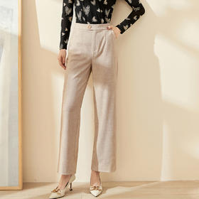 米思阳2026春季新款时尚简约气质宽松休闲裤纯色肌理阔腿裤女0879