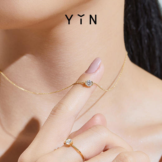 「熠」光芒系列 公主方钻/祖母绿钻/圆钻 18K金锁骨链 商品图4