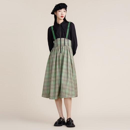 MIIDII谜底2022春款法式尖领假两件设计纯棉收腰连衣裙221ML0182 商品图0