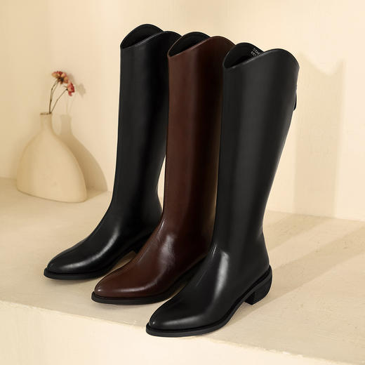 西村名物2021年秋冬新款过膝靴女瘦瘦靴长靴显瘦长筒靴T21DQ45281 商品图3