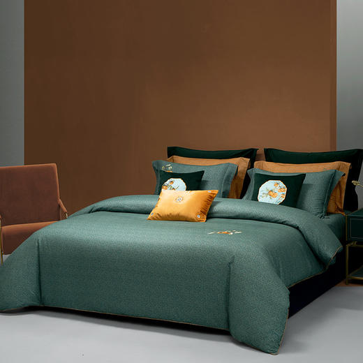 梦洁【陶瓷温感磨毛】梦洁新疆精梳长绒棉纯棉磨毛刺绣四件套：好柿 商品图1