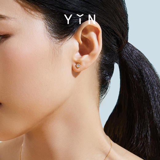 「熠」光芒系列 公主方钻/祖母绿钻/圆钻 耳钉一对 商品图5