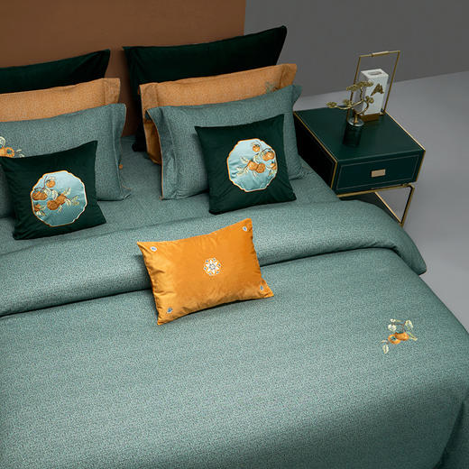 梦洁【陶瓷温感磨毛】梦洁新疆精梳长绒棉纯棉磨毛刺绣四件套：好柿 商品图3