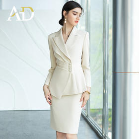 AD播音主持艺考服装女高端名媛小香风西装套装职业正装前台工作服