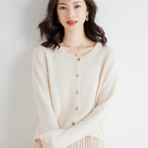 韩版打底圆领小开衫短款毛衣女外套长袖针织开衫上衣 商品图4