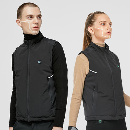 ZERORAY发热马甲电加热背心无袖立领黑灰色智能温控男女同款保暖 商品图9