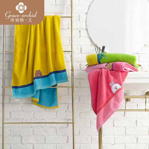 【line-friends正版联名】  绣花浴巾 85度高温不褪色 商品图1