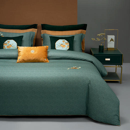 梦洁【陶瓷温感磨毛】梦洁新疆精梳长绒棉纯棉磨毛刺绣四件套：好柿 商品图2