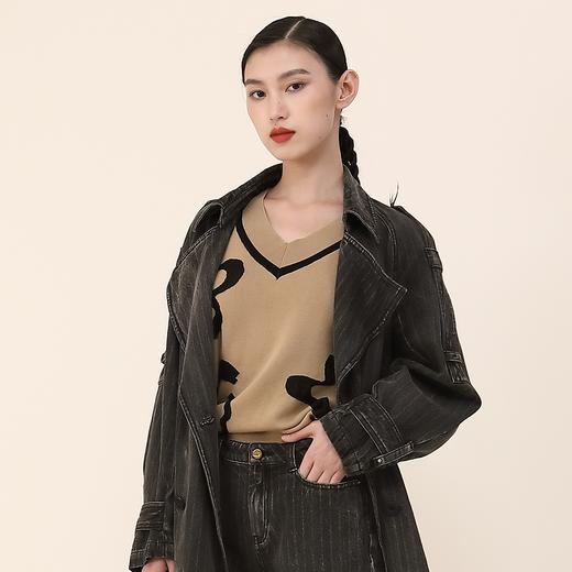 MIIDII谜底2022春款简约时尚H型V领提花套头衫针织衫女221MZ0371 商品图2