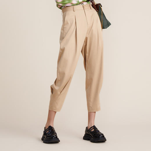 谜底2022春款简约高级脚口收褶哈伦裤宽松天丝休闲裤女221MK0007 商品图1