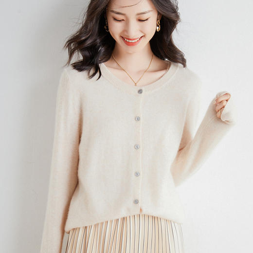 韩版打底圆领小开衫短款毛衣女外套长袖针织开衫上衣 商品图3