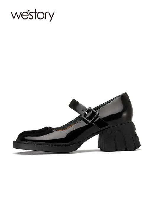 westory复古玛丽珍鞋2022春季新款jk粗跟气质皮鞋英伦真皮W22AE54681 商品图1