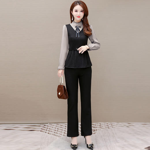YWE AH22A1167时尚详套装气质优雅衫休闲长裤 商品图1