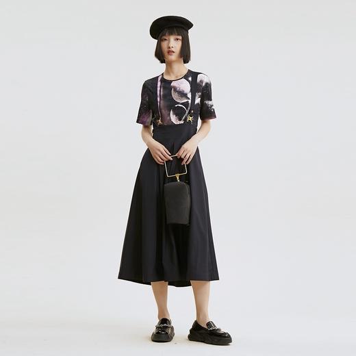 谜底半身裙2022春季新款复古通勤高腰A型大摆背带裙子225MB6066 商品图0