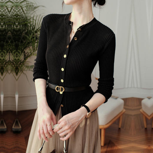 针织开衫针织毛衣外套女2022新款法式圆领 商品图2