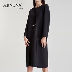 【抄底价不退换】阿菁娜经典气质小黑裙H版型假两件双面手缝连衣裙女A27C112065