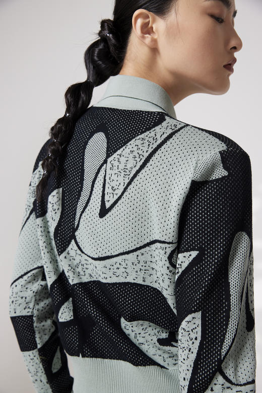 翻领提花针织长袖女开衫 SJS94W096K 商品图3